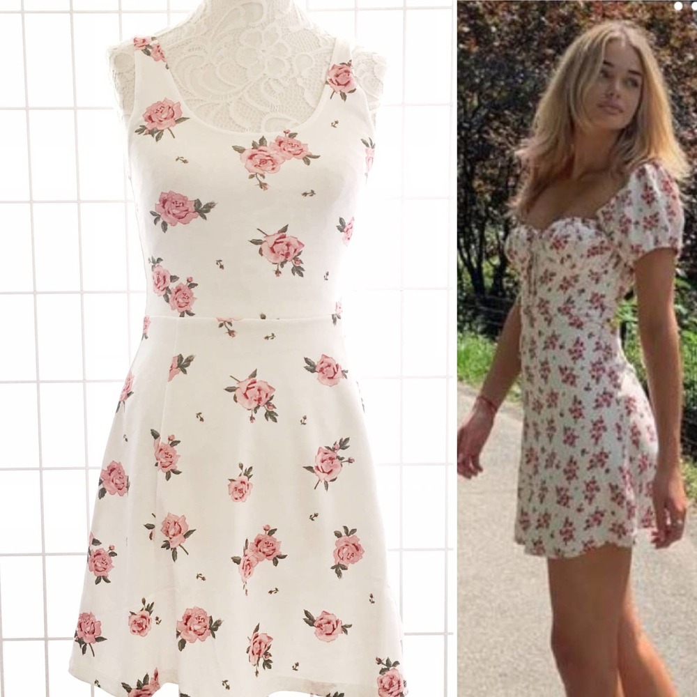 H&M Divided NWT White & Roses Dress 
Sz 4